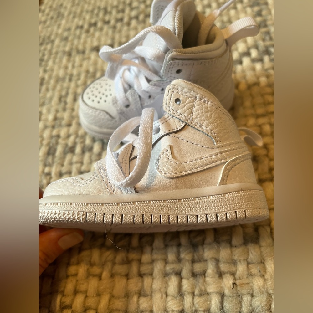 Nike | Air Jordan I Mid Infant Baby All White Sneakers 3c